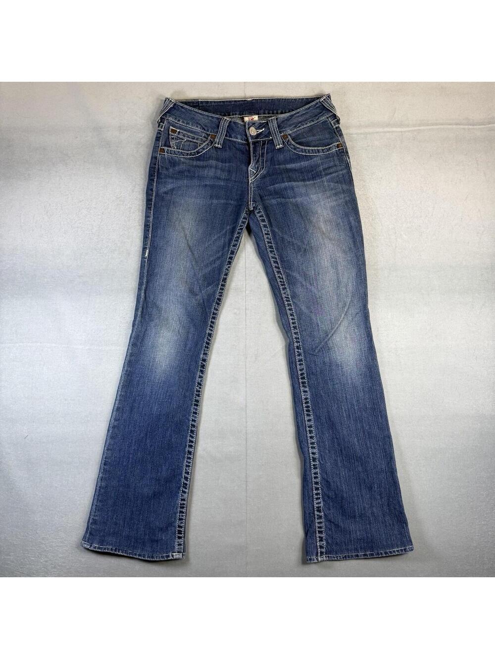 True Religion Hi Rise Boot Jeans Womens 29x32 Blue Flap Pocket VTG Y2K Denim USA